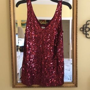 J Crew Sparkle Red Sequin Top Size S